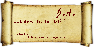 Jakubovits Anikó névjegykártya